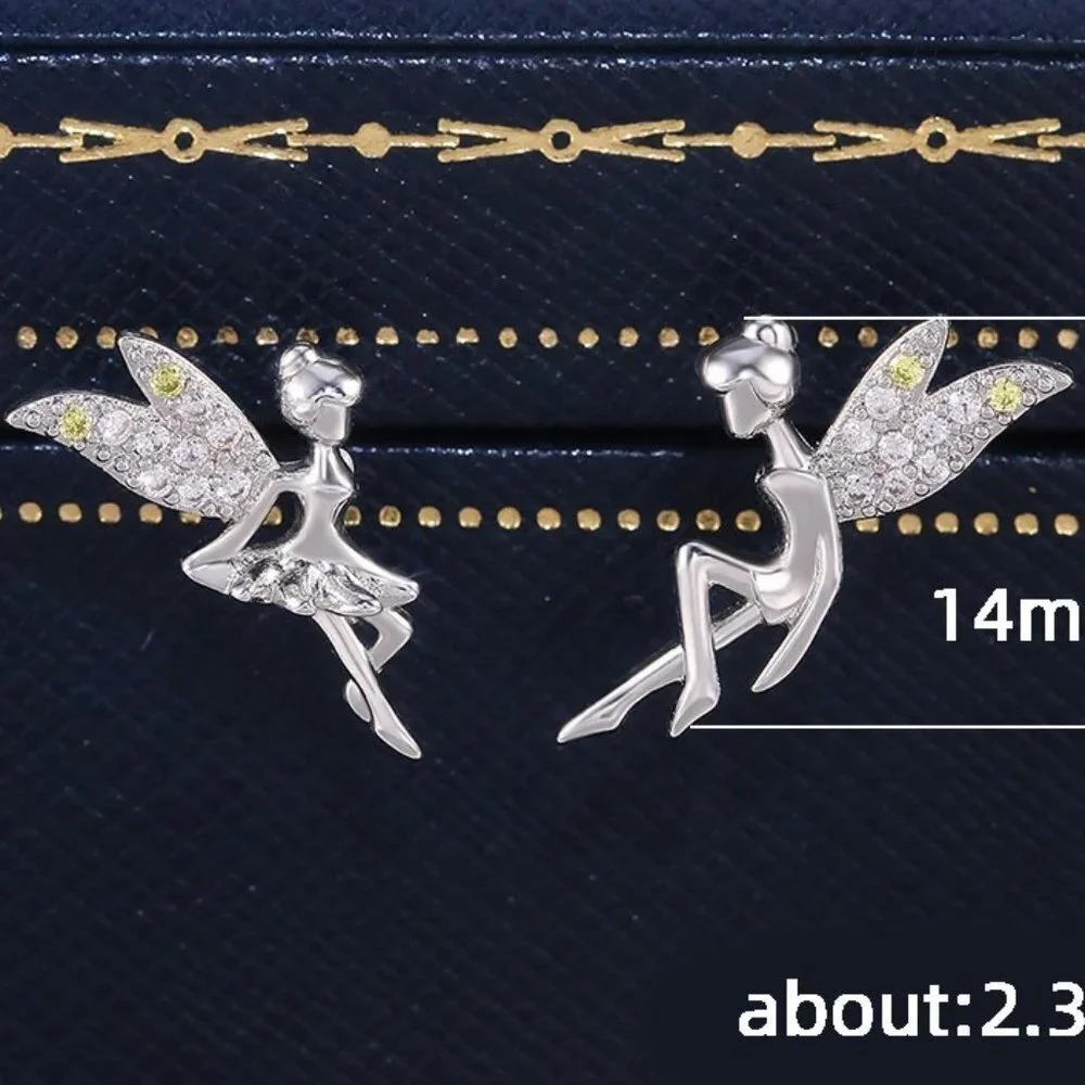 💝Dainty White CZ Sweet Wing Fairies Stud Earrings for Women, GPMB1441